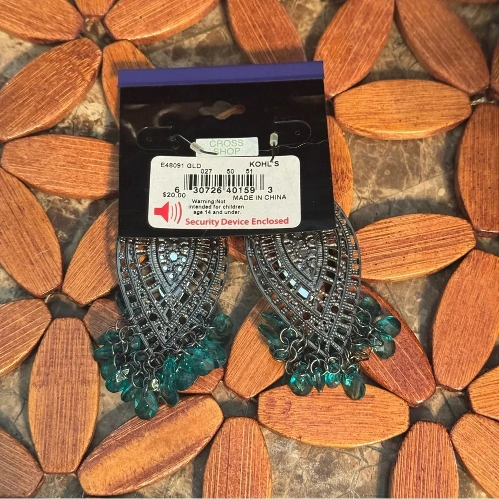 Apt. 9 Green & Silver Statement Dangle Earrings